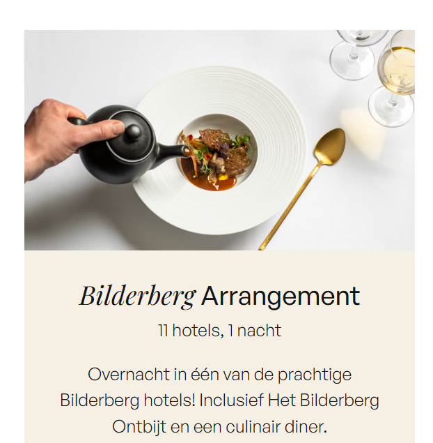 Overnachting voor 2 met arrangement bij een Bilderberg Hotel  