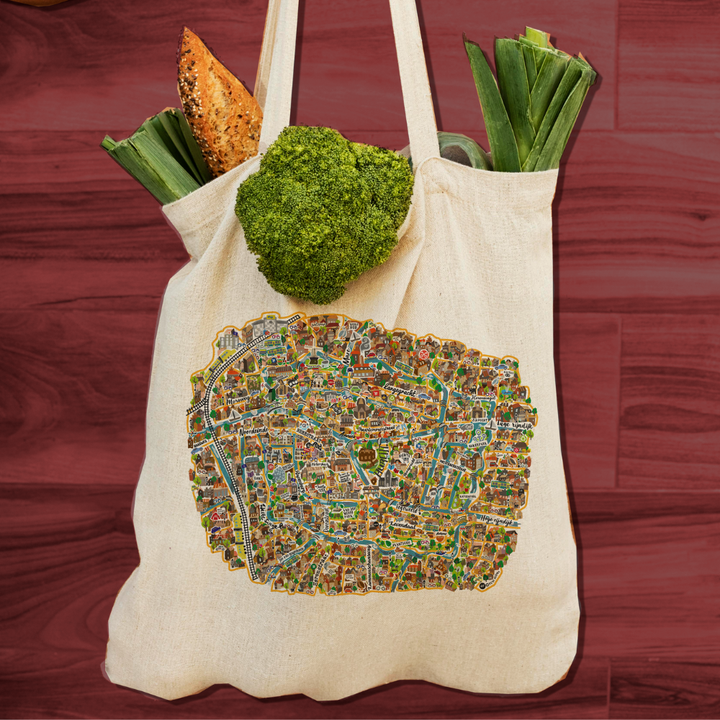 Tote bag plattegrond Leiden van De Cartograaf 