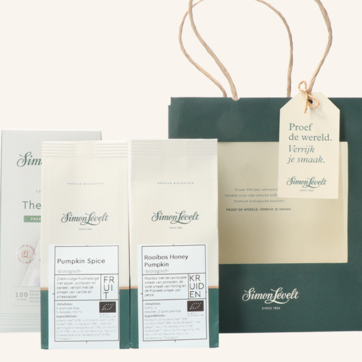 Pumpkin thee cadeau van Simon Lévelt Koffie en Thee