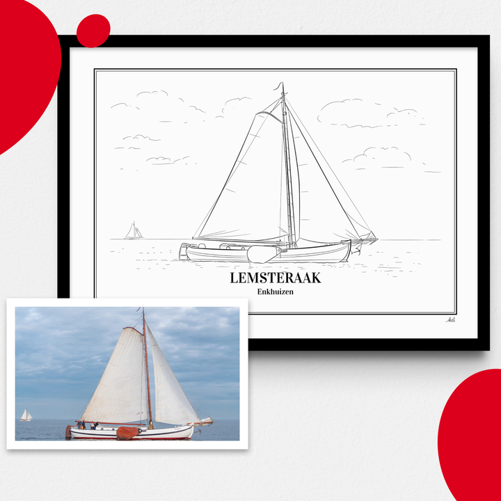 Ingelijst A1-schilderij van jouw schip – door Artli