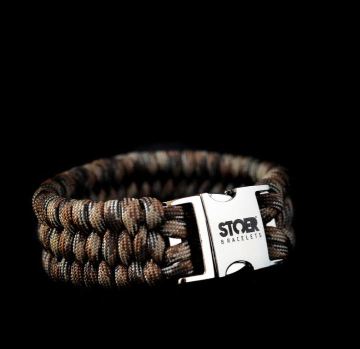 Win een stoere Paracord XL camo brown fishtail armband!